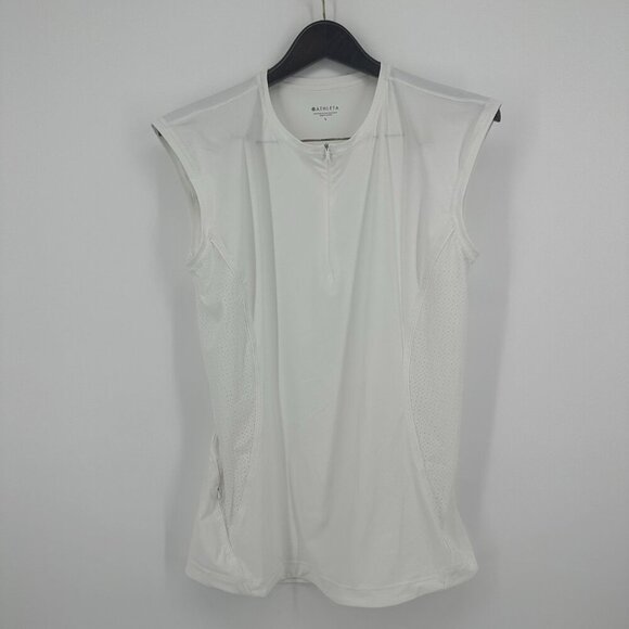 Athleta Pacifica II 1/4 Zip Tank Top White Size Large Athletic Sleeveless - Picture 1 of 10